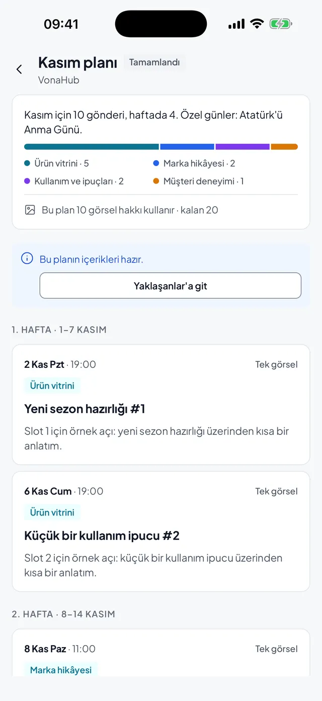 VonaHub — screens and visuals